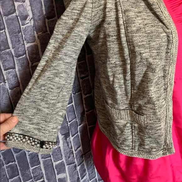 🔴Pearl & Sequin Cuff Grey Open Cardigan - Picture 3 of 9